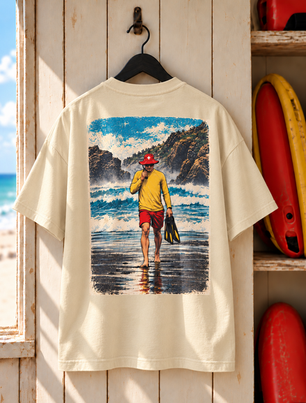 Camiseta Oversize Ocean Guard – Espírito de Salva-vidas.